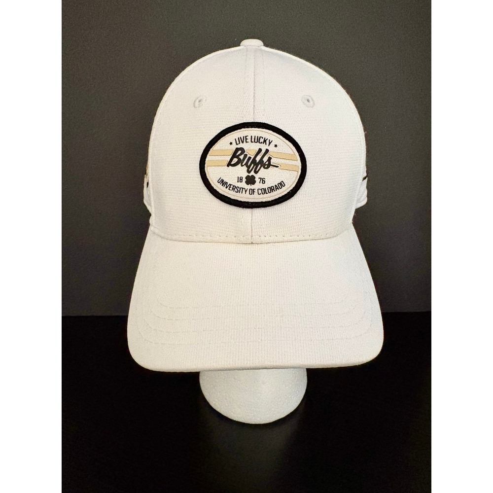 Colorado Buffs Black Clover Hat L/XL White Fitted Live Lucky Memory Fit Cap EUC
